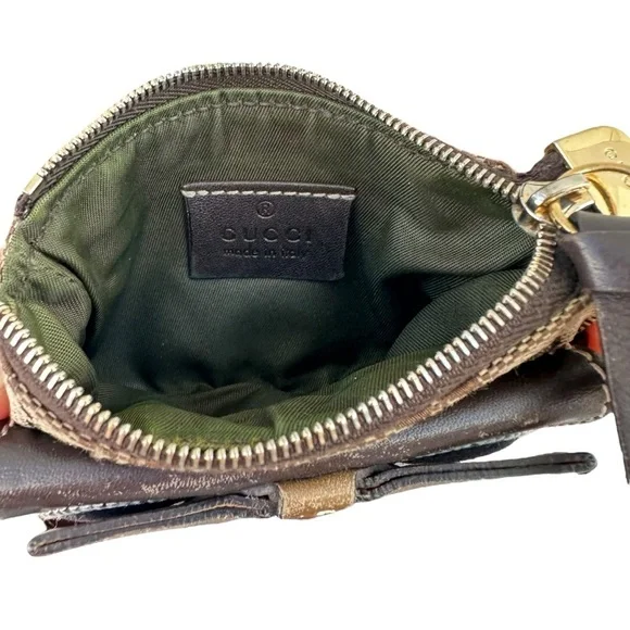 Authentic GUCCI Tan GG Monogram Canvas & Brown Leather Teddy Bear Card Holder - Picture 12 of 16